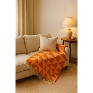 Verpan Verner Panton Wool Throw Blanket Orange Geometric Scandinavian Design